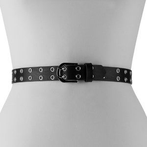 🌷Nine West Women's Double Row Grommet Large Black Belt, NWT